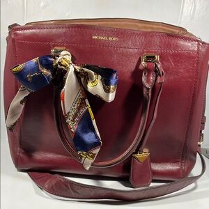 Michael Kors Wine Red Leather Satchel